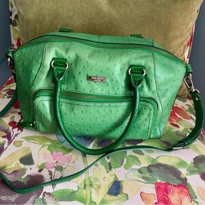 Kate Spade Faux Ostrich Green Satchel